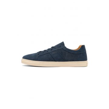 Pantofi sport low-cut din piele intoarsa - Bleumarin