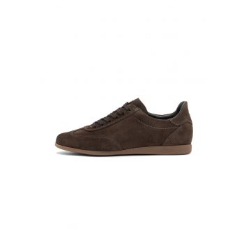 Pantofi sport low-cut din piele intoarsa - Negru