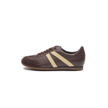 Pantofi sport low-cut din piele - Maro/Galben pai