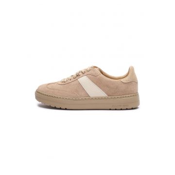 Pantofi sport Nora de piele intoarsa cu garnituri de piele - Bej