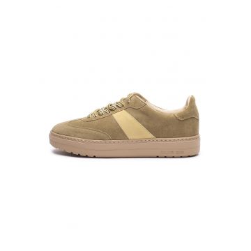 Pantofi sport Nora de piele intoarsa cu garnituri de piele - Kaki