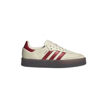 Pantofi sport Sambae din piele si piele intoarsa - Alb fildes/Rosu inchis