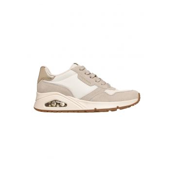 Pantofi sport Uno Vintage Air din piele intoarsa cu insertii de plasa - Alb murdar