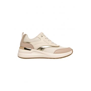 Pantofi sport wedge Billion 2-Monroe Wedge cu insertii de plasa - Crem