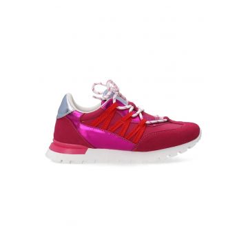 Pantofi sport wedge cu garnituri de piele intoarsa