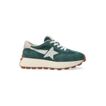 Pantofi sport wedge cu garnituri din piele intoarsa
