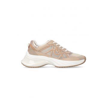 Pantofi sport wedge cu insertii din piele Ariel - Alb murdar/Bej deschis