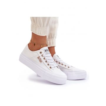 Sneakers albi de dama cu platforma Lee Cooper LCW-24-31-2725 - Alb