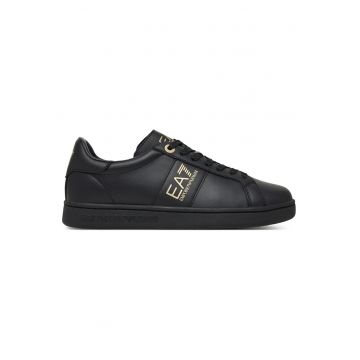 Tenisi barbati  piele naturala - negru - textil
