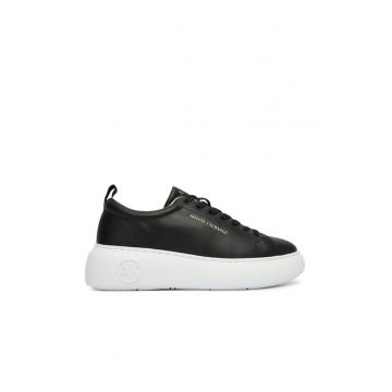 Tenisi dama -  piele naturala - negru - design minimalist