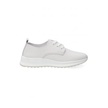 Tenisi din piele cu talpa wedge