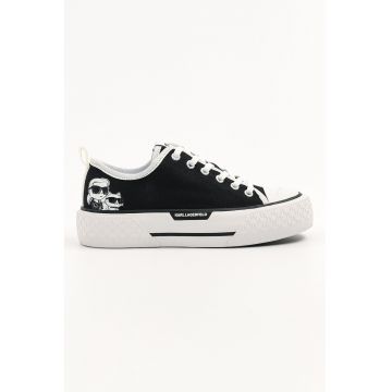 Tenisi flatform cu detalii monograma - Alb/Negru