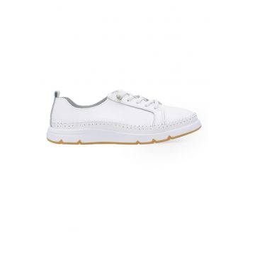Pantodi sport din piele cu model uni si sireturi