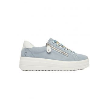 Pantofi dama  din piele naturala - Alb/Albastru