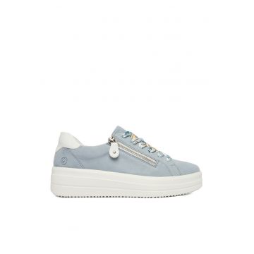 Pantofi dama  din piele naturala - Alb/Albastru