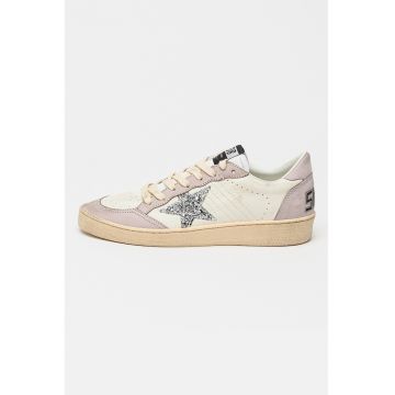 Pantofi sport Ball Star din piele cu aspect stralucitor - Lila/Alb murdar