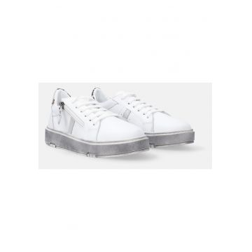 Pantofi sport cu detalii animal print si talpa cu aspect uzat