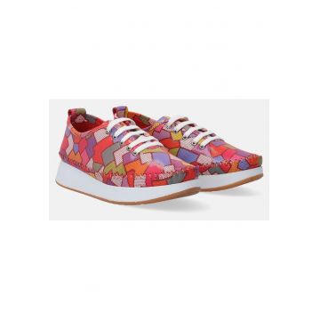 Pantofi sport cu imprimeu geometric si talpa wedge