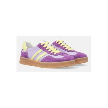 Pantofi sport cu insertii de piele intoarsa si siret