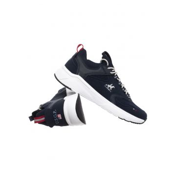Pantofi sport cu insertii din material textil - Bleumarin