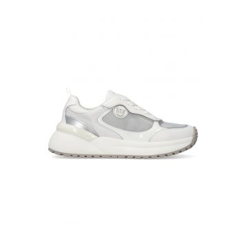 Pantofi sport cu segmente din piele si logo Gem - Gri deschis/Alb optic
