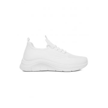 Pantofi sport dama -  alb - material textil - sireturi