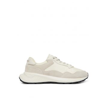 Pantofi sport dama -  bej - piele intoarsa si material textil