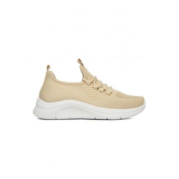 Pantofi sport dama -  bej - textil - varf rotund