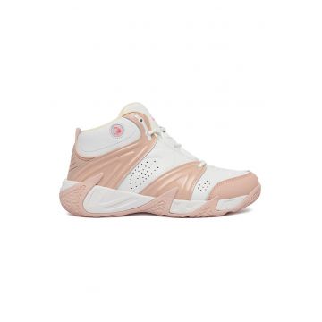Pantofi sport dama -  piele naturala - alb/crem - constructie peste glezna -