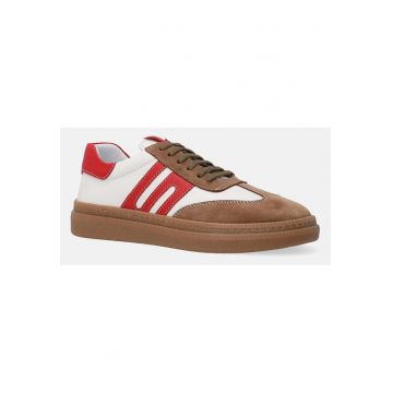 Pantofi sport de piele cu garnituri de piele intoarsa uni
