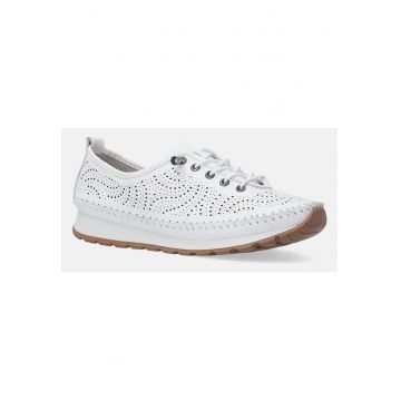 Pantofi sport de piele cu platforma si perforatii