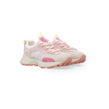 Pantofi sport de piele intorsa cu garnituri textile