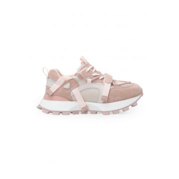 Pantofi sport din material textil cu insertii din piele intoarsa