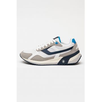 Pantofi sport din material textil cu sireturi Erre - Alb/Gri/Bleumarin