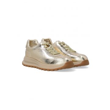 Pantofi sport din piele cu aspect metalizat -