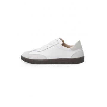 Pantofi sport din piele cu detalii din piele intoarsa - Alb