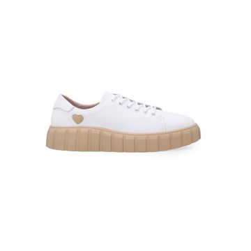Pantofi sport din piele cu detaliu cu inima
