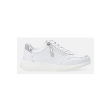 Pantofi sport din piele cu fermoar si talpa wedge