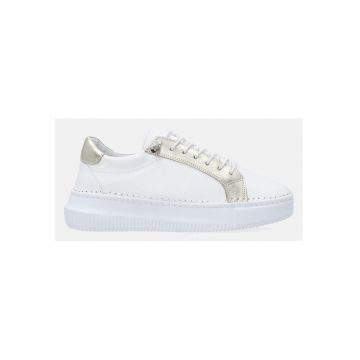 Pantofi sport din piele cu garnitura metalica