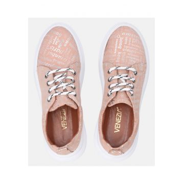 Pantofi sport din piele cu imprimeu text