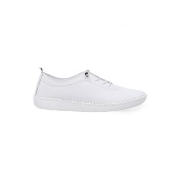 Pantofi sport din piele cu imprimeu uni si profil jos