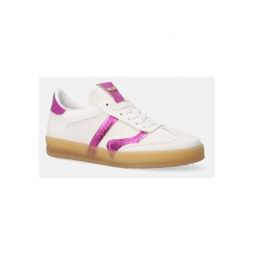 Pantofi sport din piele cu insertii contrastante si detalii perforate