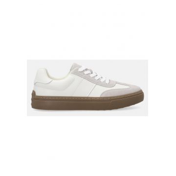 Pantofi sport din piele cu insertii din piele intoarsa - Alb/Gri