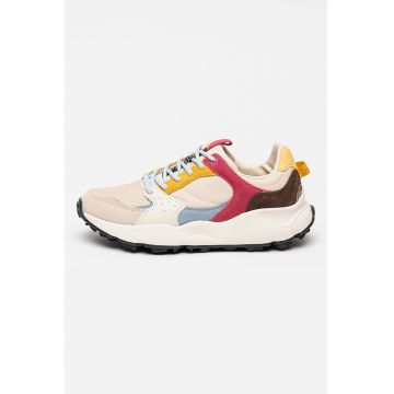 Pantofi sport din piele cu insertii din plasa Tecla - Portocaliu/Piersica/Albastru