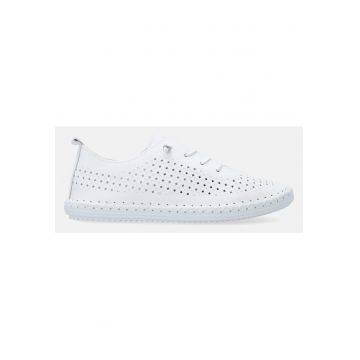 Pantofi sport din piele cu model ajurat si brant din piele