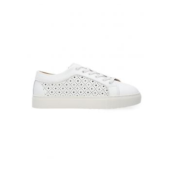 Pantofi sport din piele cu model ajurat si profil jos