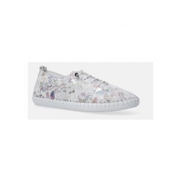 Pantofi sport din piele cu model si sireturi