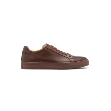 Pantofi sport din piele cu model uni Dillon - Maro