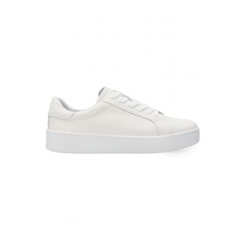 Pantofi sport din piele cu model uni si sireturi