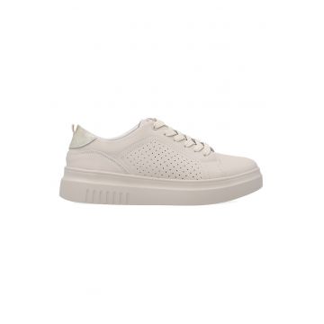 Pantofi sport din piele cu perforatii - Bej